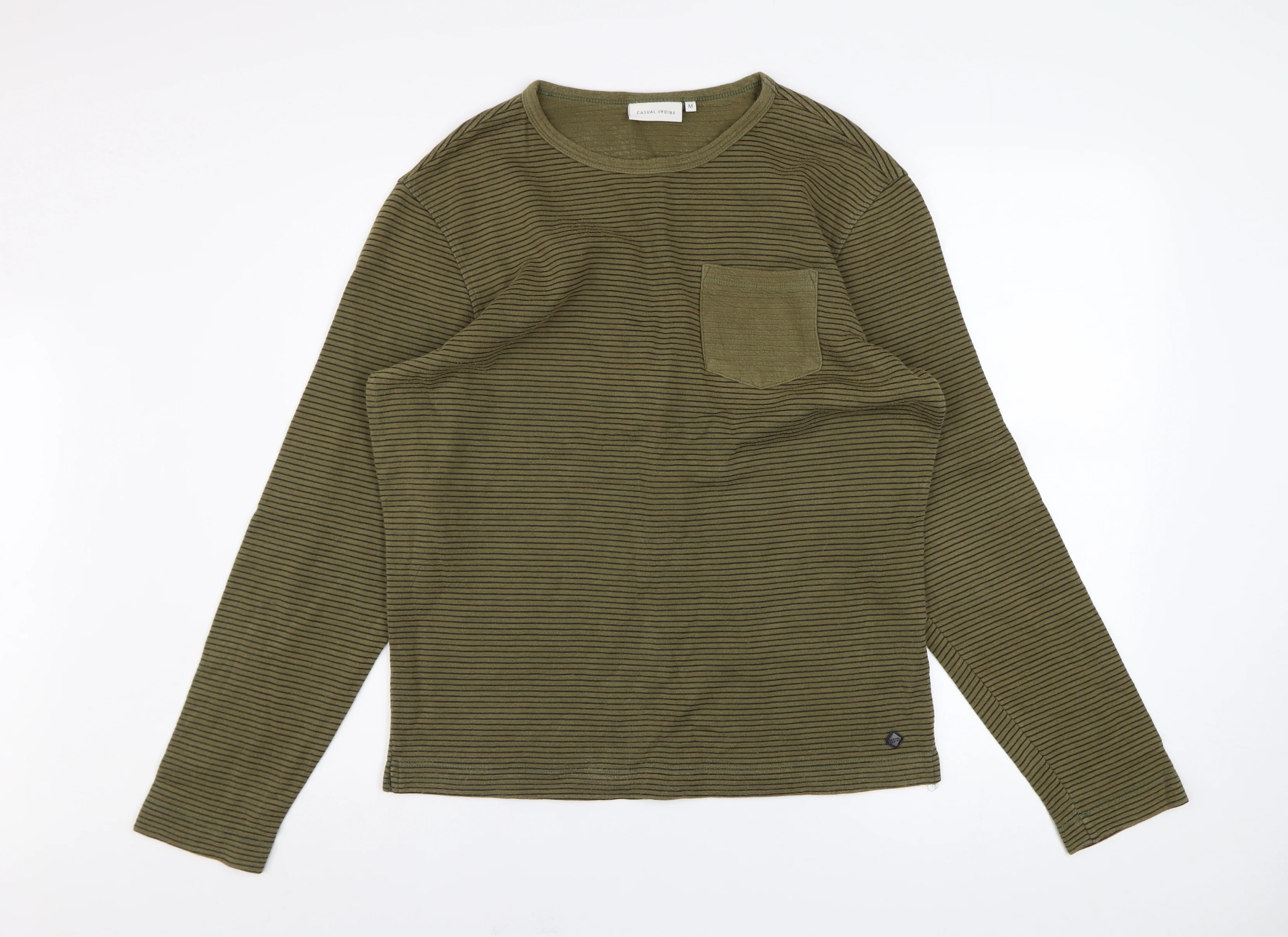 Casual Friday Men's Green Striped Pullover Sweatshirt Size M
