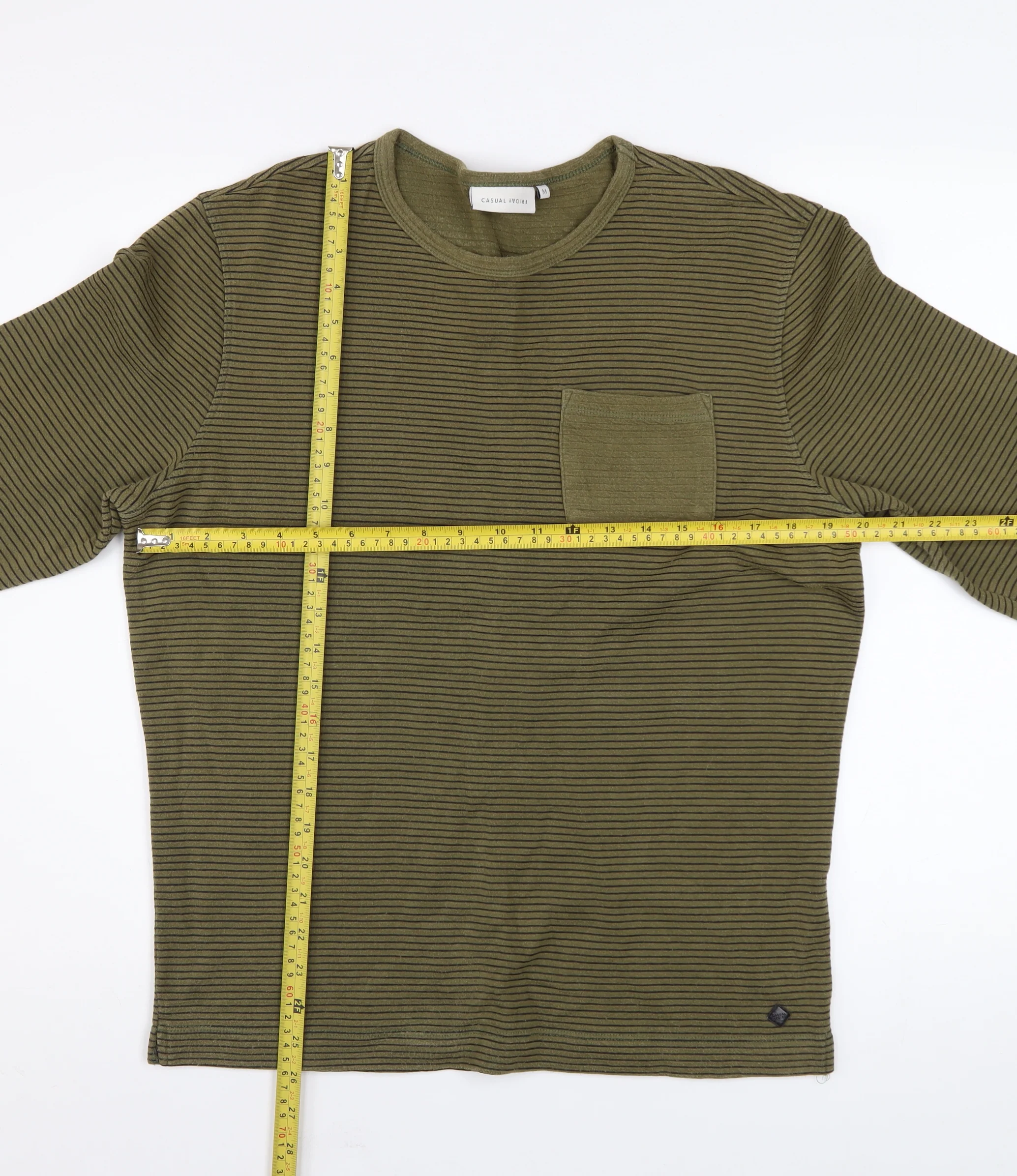 Casual Friday Men's Green Striped Pullover Sweatshirt Size M - Image 2