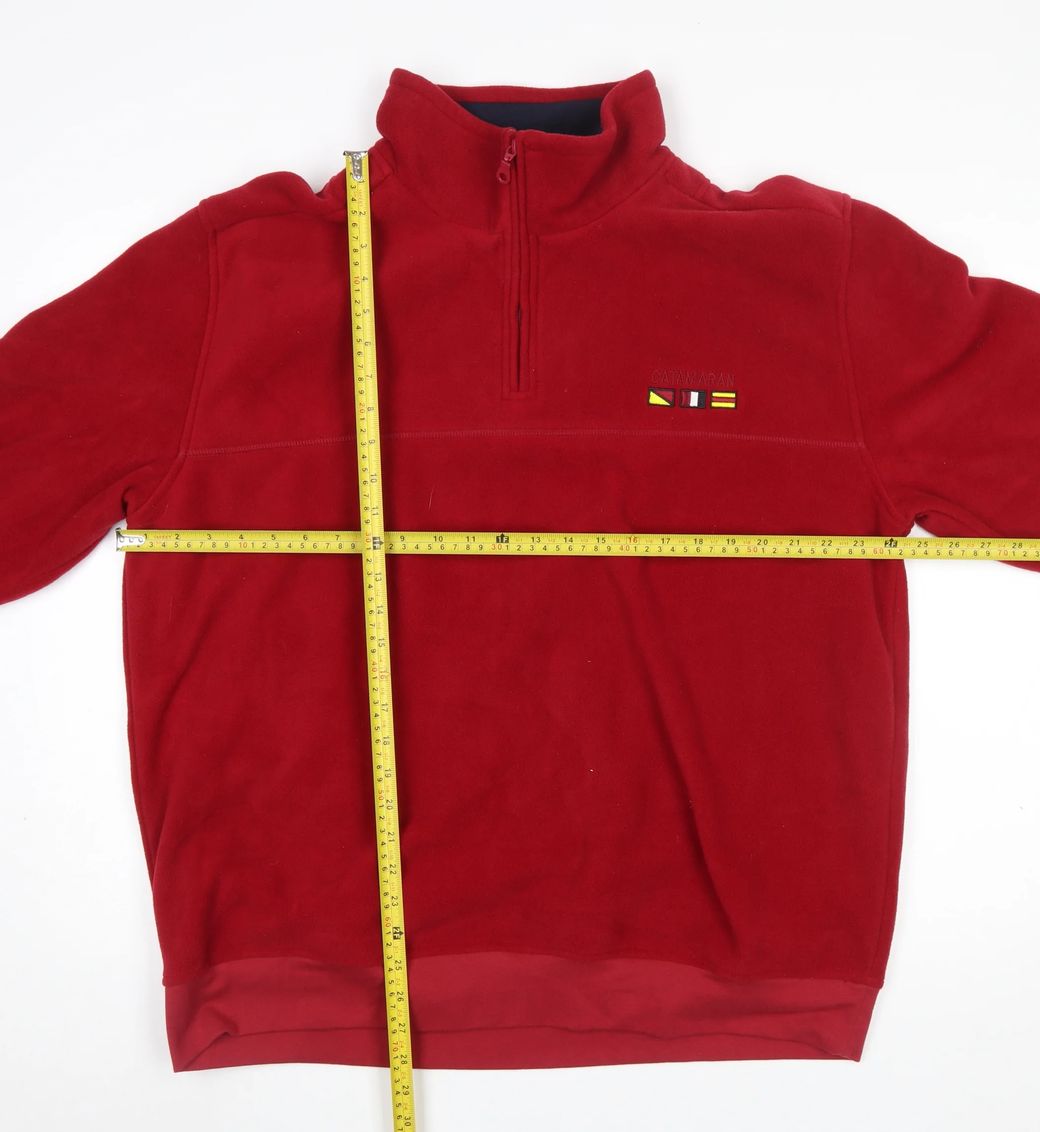 Catamaran Men's Red Fleece 1/4 Zip Pullover Sweatshirt L - Image 2