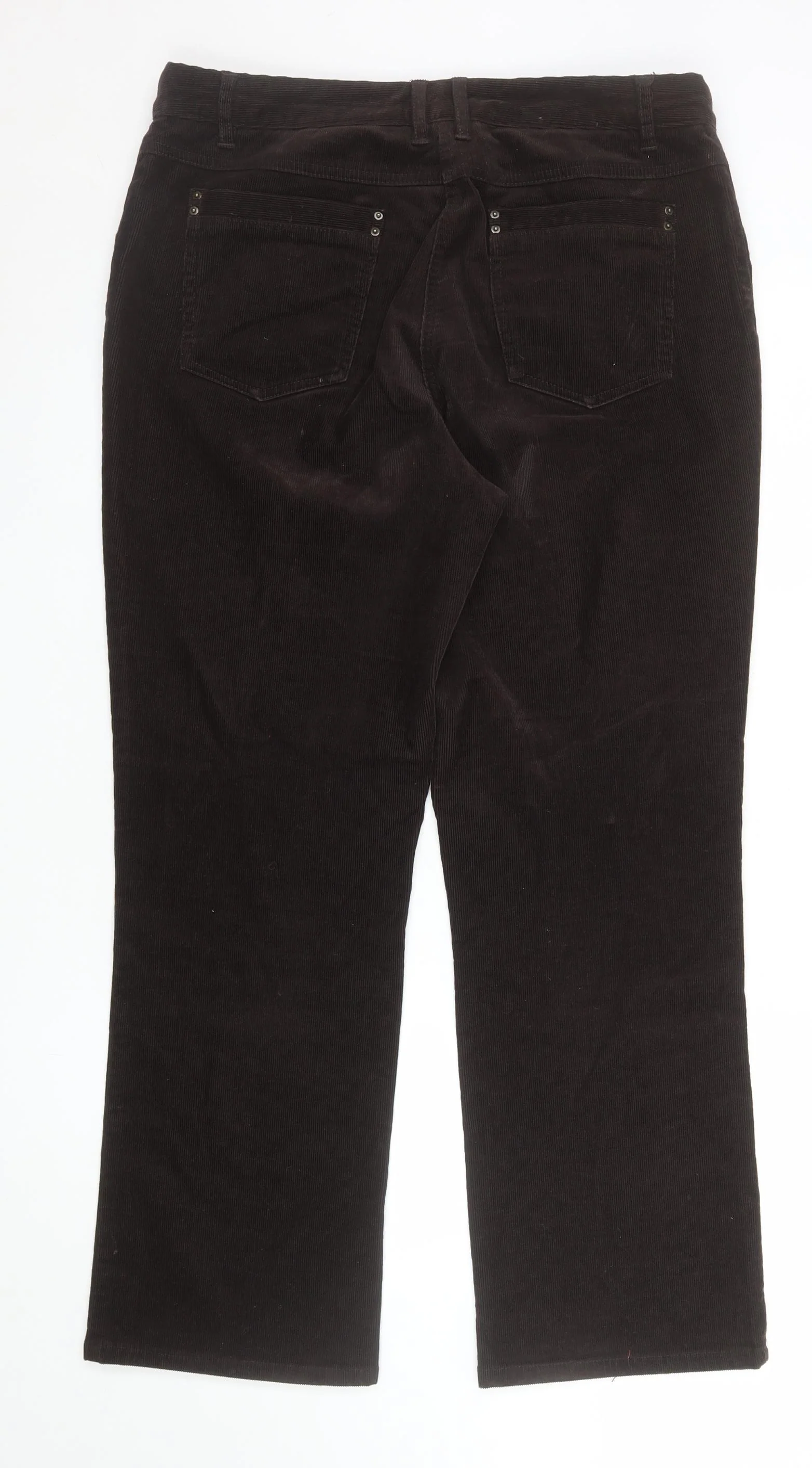 CC Women Brown Corduroy Straight Leg Trousers Size 14 - Image 3
