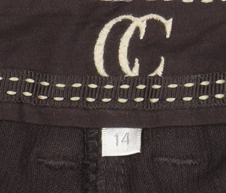 CC Women Brown Corduroy Straight Leg Trousers Size 14 - Image 4