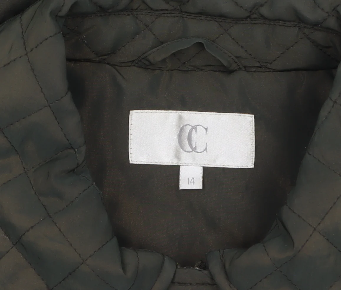 CC Women Green Quilted Mid-Length Jacket Size 14 - Image 5