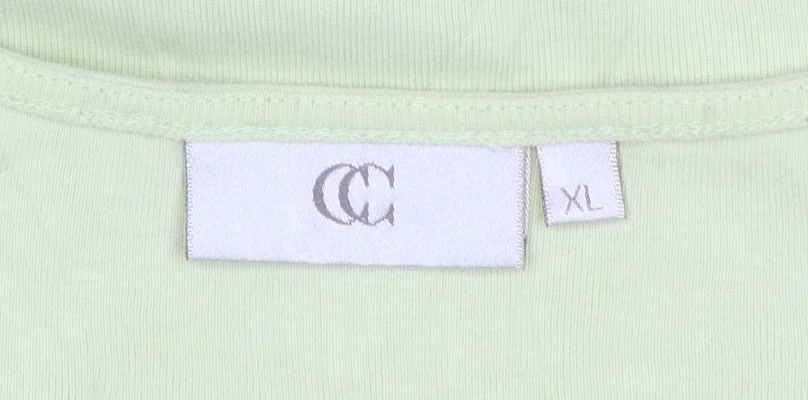 CC Women Green V-Neck Short Sleeve Cotton T-Shirt XL - Image 4