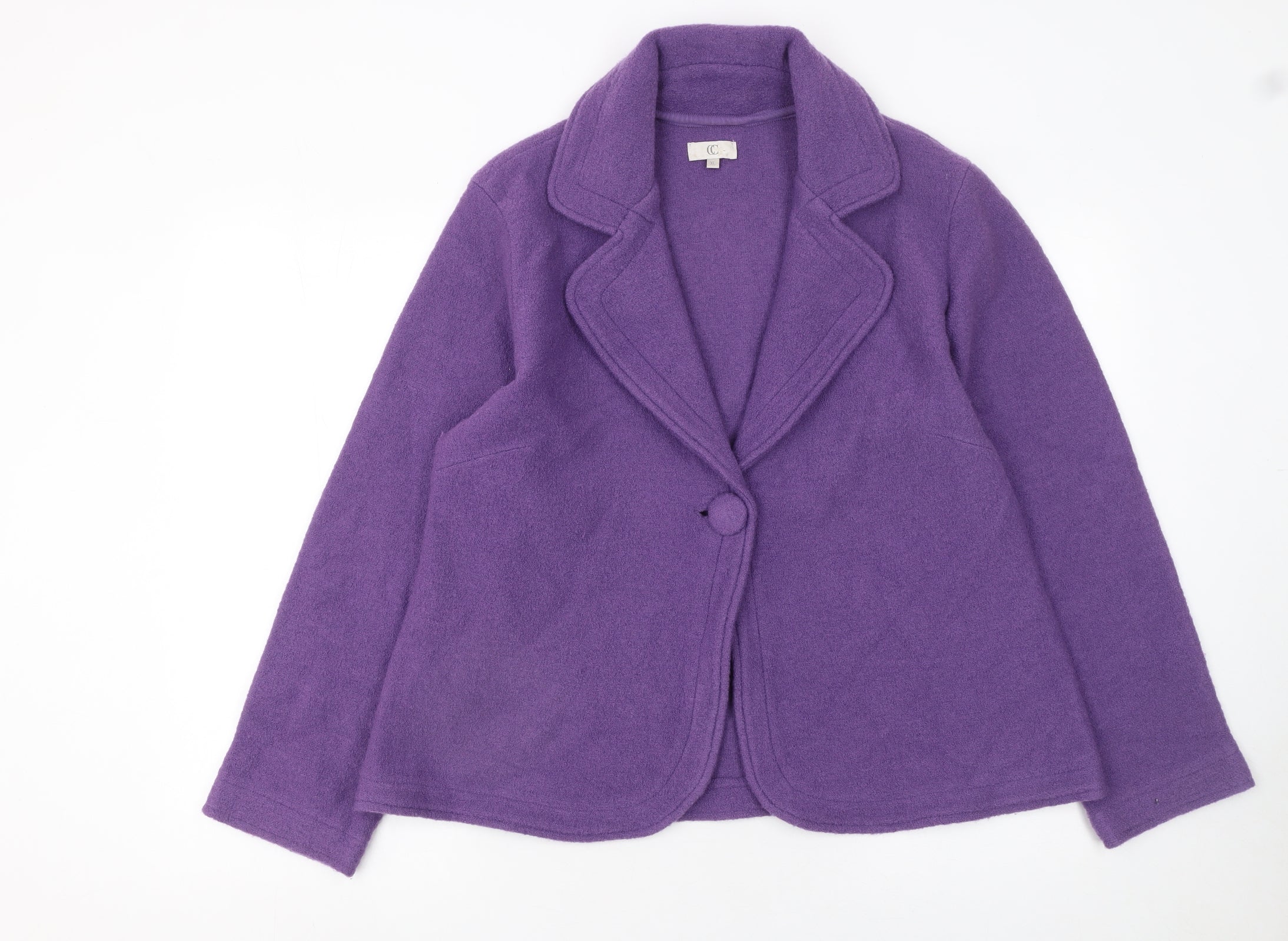 CC Women’s Purple Wool Cardigan XL V-Neck Single Button Knit