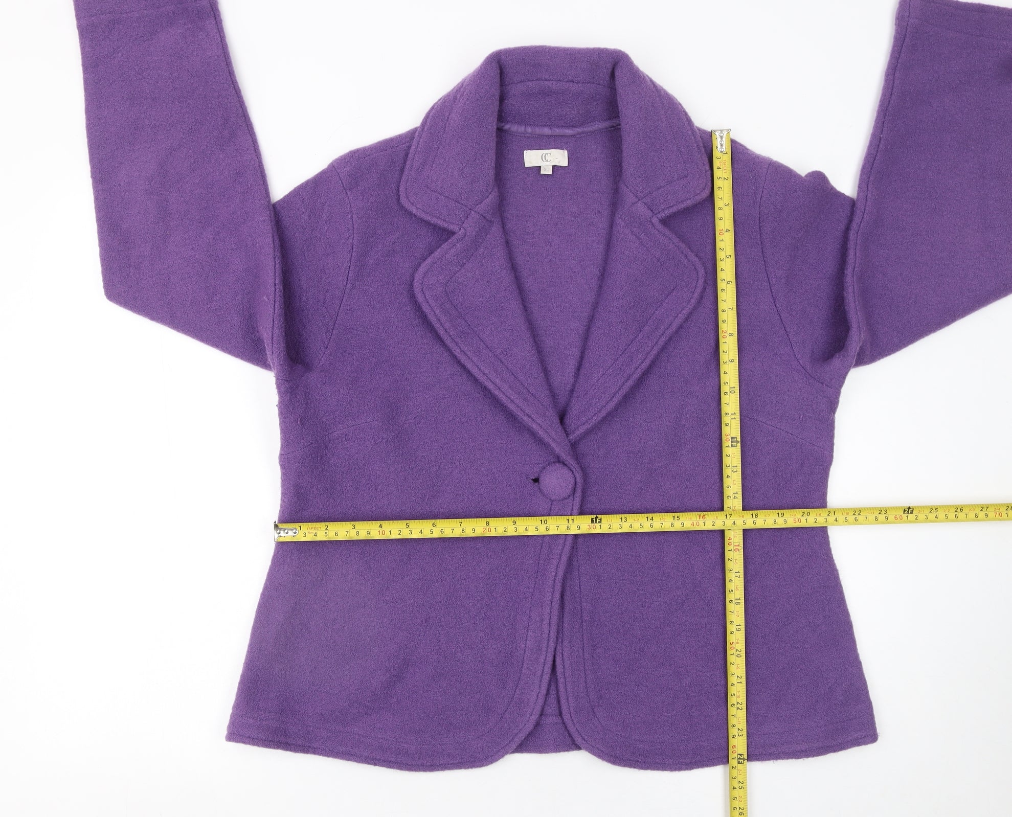 CC Women’s Purple Wool Cardigan XL V-Neck Single Button Knit - Image 2
