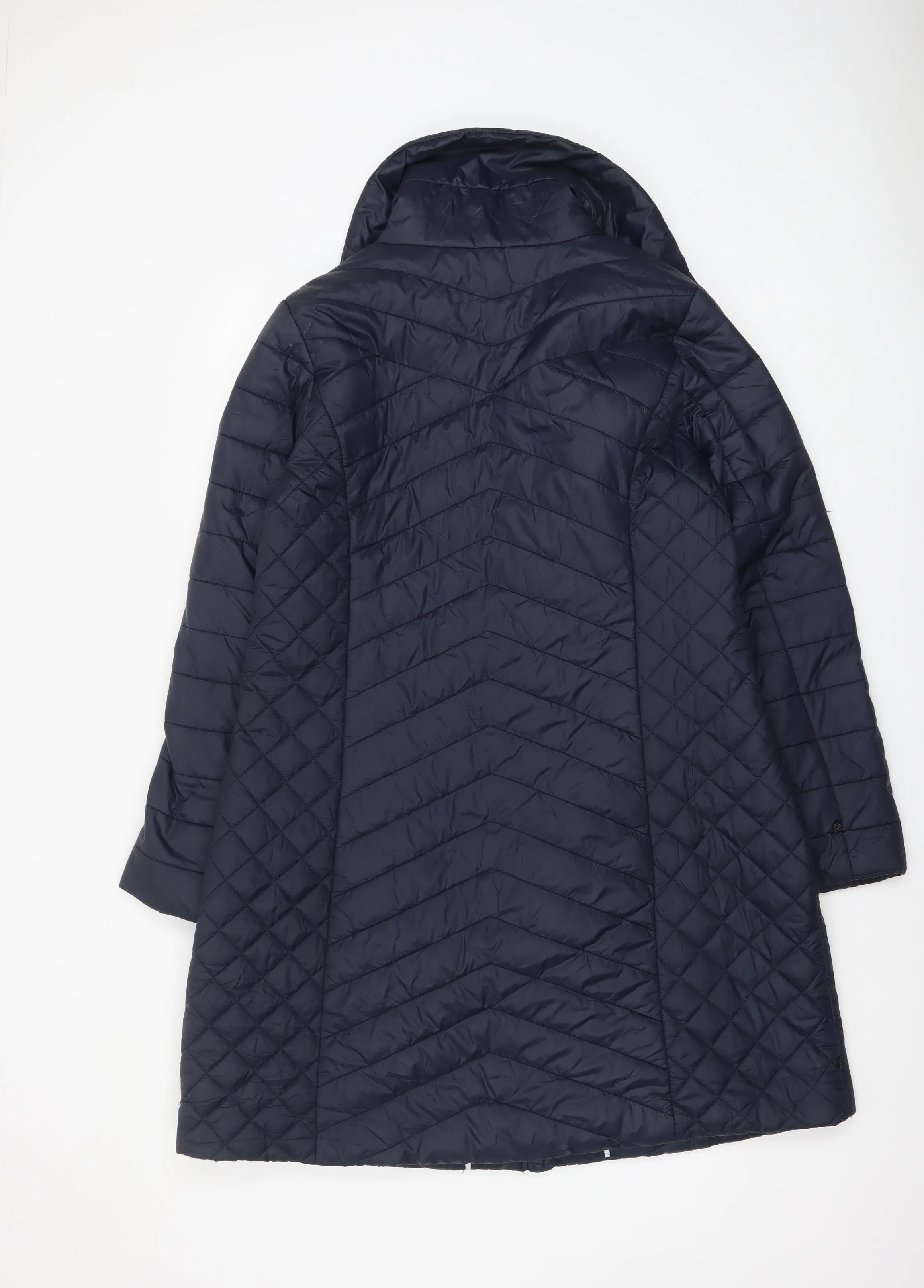 Centigrade Women Blue Quilted Long Coat Size L Water Resistant - Image 3