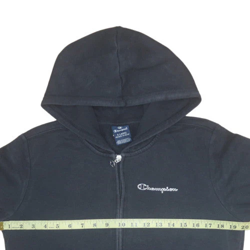 Champion Boys Black Full Zip Hoodie XL 13-14 Years Cotton Blend Logo - Image 2