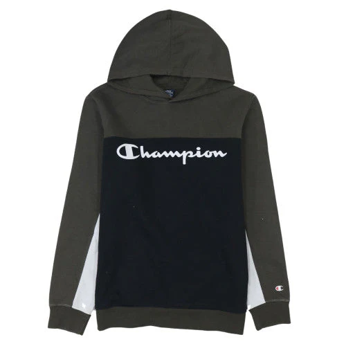 Champion Boys Black Pullover Hoodie 13-14 Years Logo Colourblock Sweatshirt