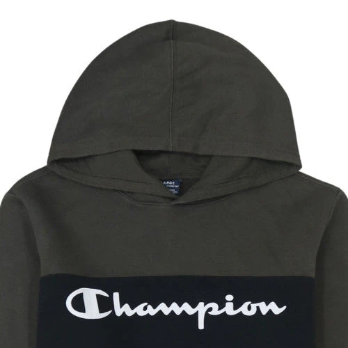 Champion Boys Black Pullover Hoodie 13-14 Years Logo Colourblock Sweatshirt - Image 8