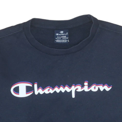 Champion Boys Black Pullover Sweatshirt 13-14 Years Crew Neck Logo Print - Image 8