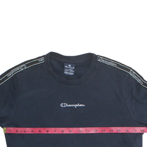 Champion Boys Black Pullover Sweatshirt 13-14 Years Crew Neck Logo Style - Image 2