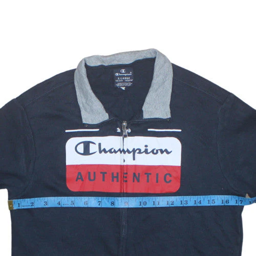 Champion Boys Blue Full Zip Fleece Sweatshirt XL 13-14 Years Logo Authentic - Image 2
