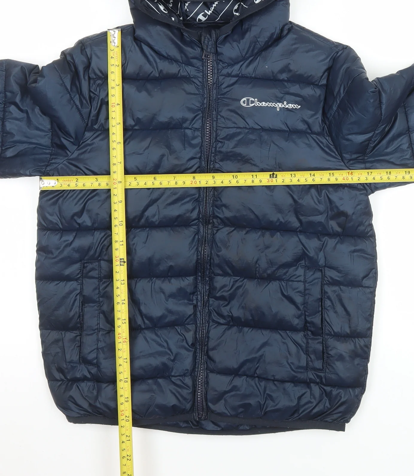 Champion Boys Blue Puffer Jacket Hooded Full Zip 10-11 Years Winter Coat - Image 2