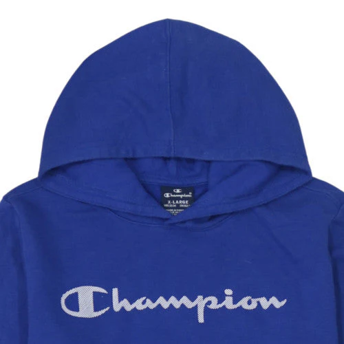 Champion Boys Blue Pullover Hoodie 13-14 Years Fleece Logo Sweatshirt - Image 6
