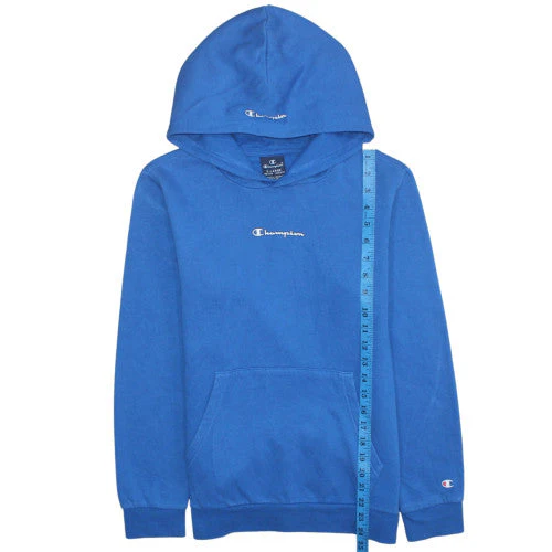 Champion Boys Blue Pullover Hoodie XL 13-14 Years Fleece Logo Sweatshirt - Image 2