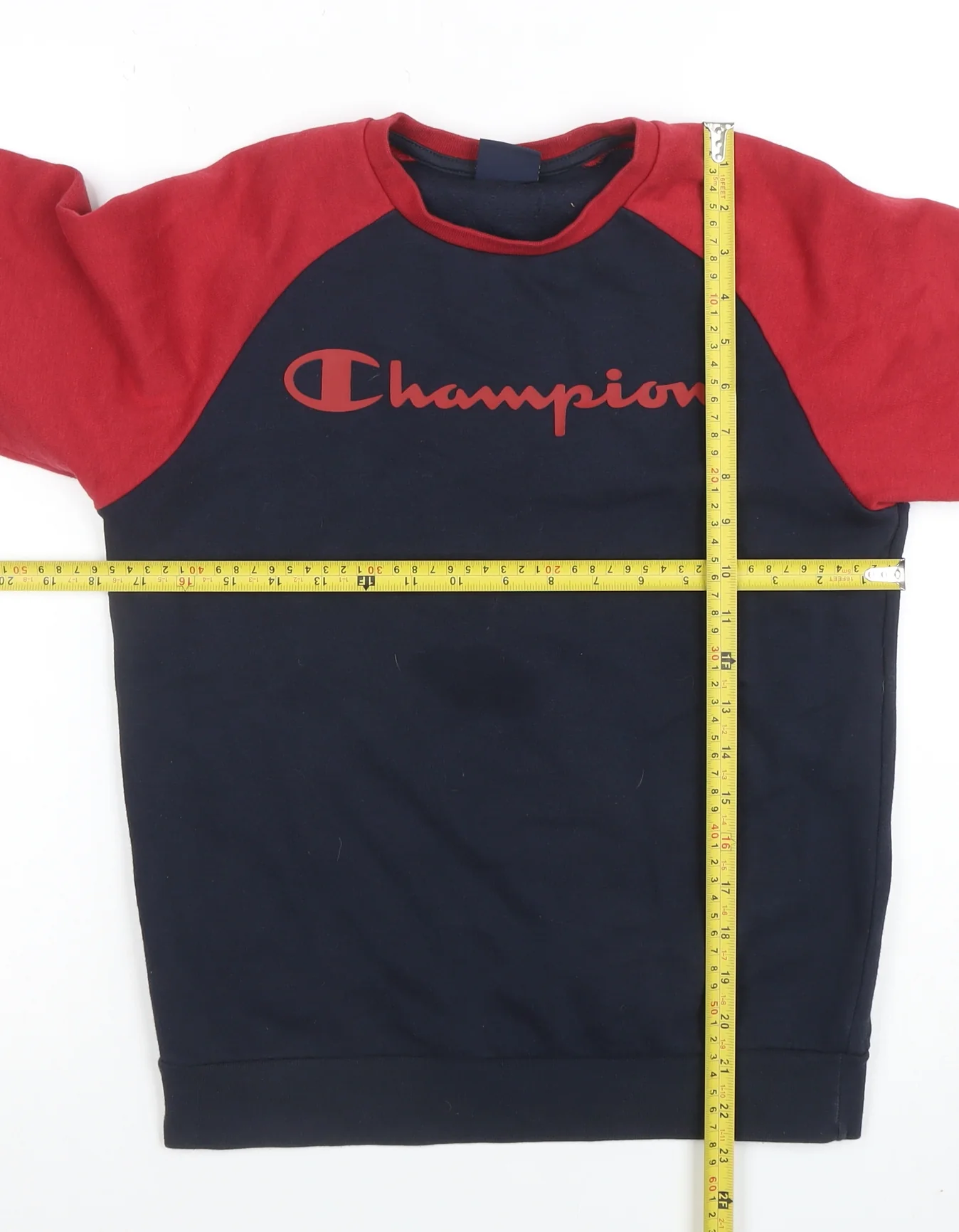 Champion Boys Navy and Red Pullover Sweatshirt Large Logo Print - Image 2