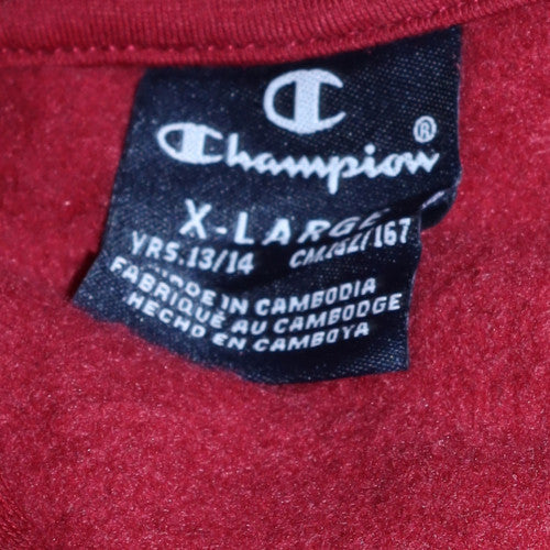 Champion Boys Red Pullover Hoodie 13-14 Years Logo Fleece Sweatshirt - Image 5