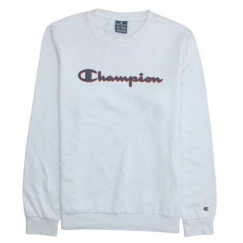 Champion Boys White 2XL Pullover Sweatshirt with Logo Detail