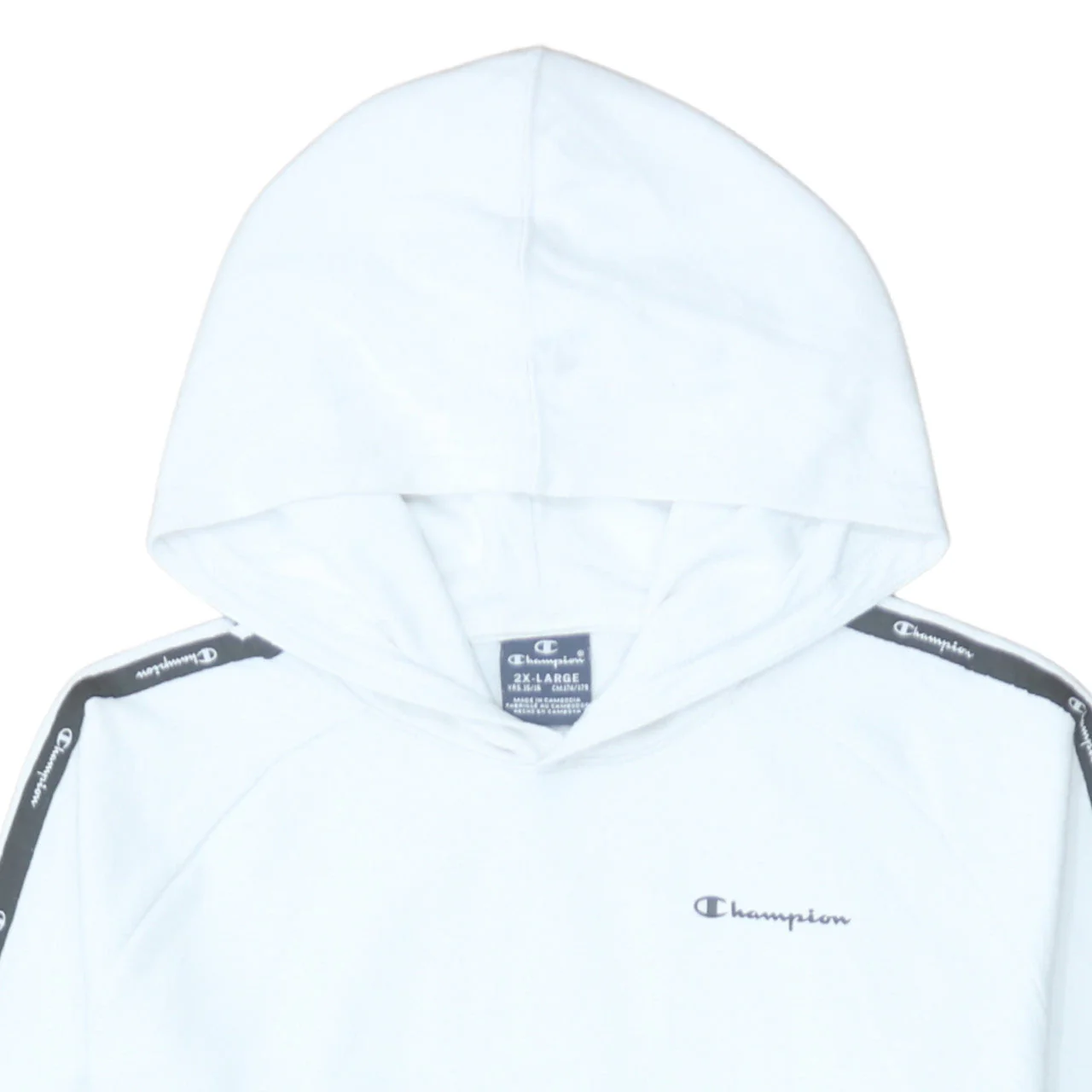 Champion Boys White Pullover Hoodie 15-16 Years Cotton Blend Logo Tape - Image 8