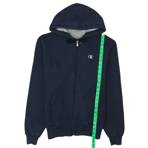 Champion Eco Men's Navy Full Zip Hoodie Small Fleece Cotton Blend - Image 2