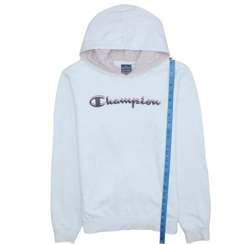 Champion Girls White Pullover Hoodie Size L Logo Fleece Sweatshirt - Image 2