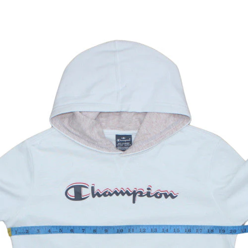 Champion Girls White Pullover Hoodie Size L Logo Fleece Sweatshirt - Image 3