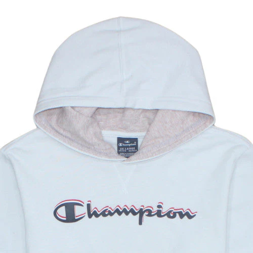 Champion Girls White Pullover Hoodie Size L Logo Fleece Sweatshirt - Image 6