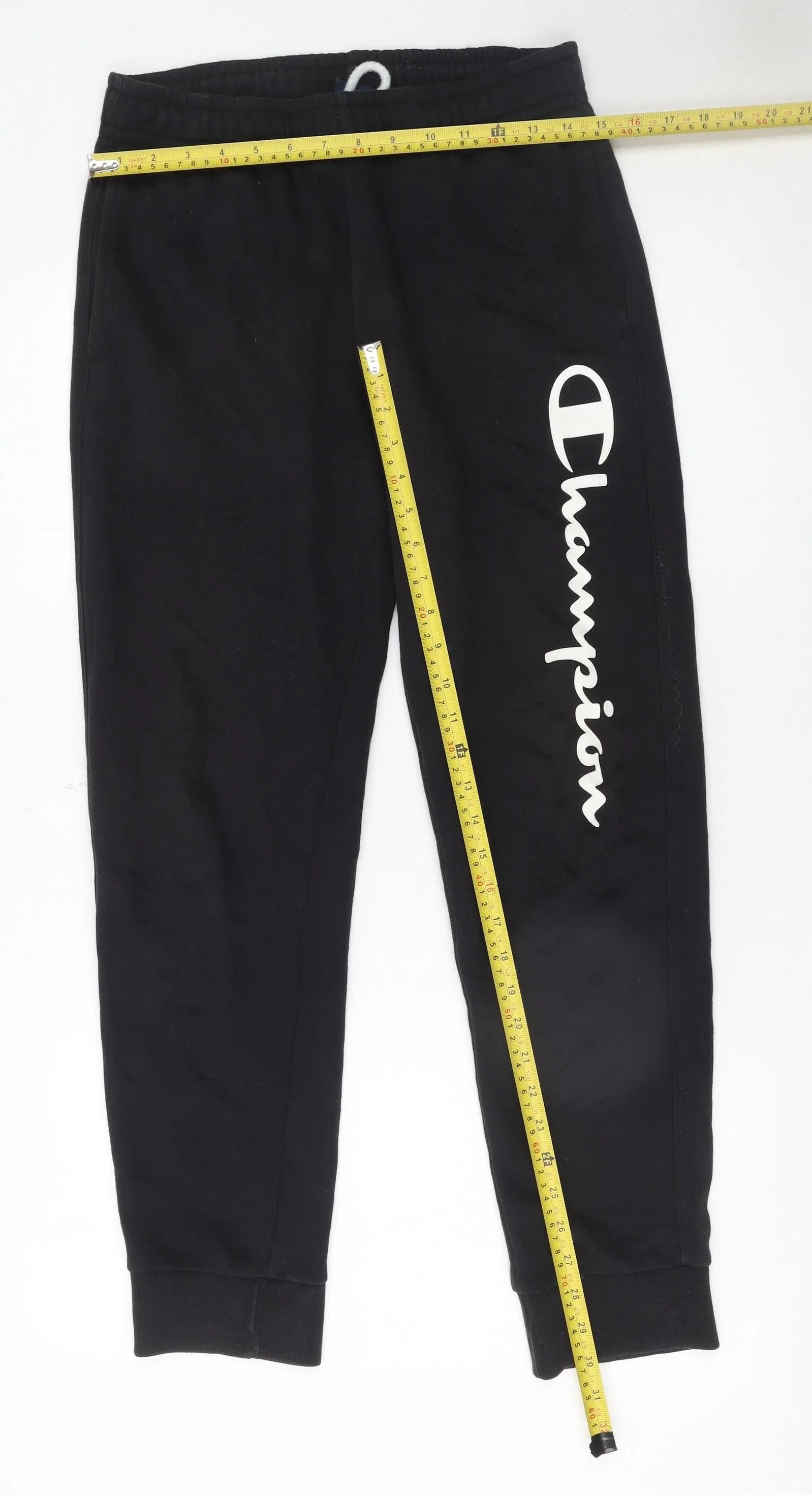 Champion Men’s Black Jogger Sweatpants Size S Elastic Waist Logo - Image 2