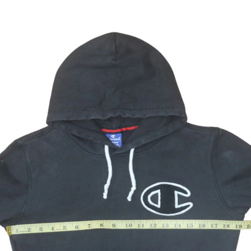 Champion Men’s Black Pullover Hoodie Medium Logo Cotton - Image 2