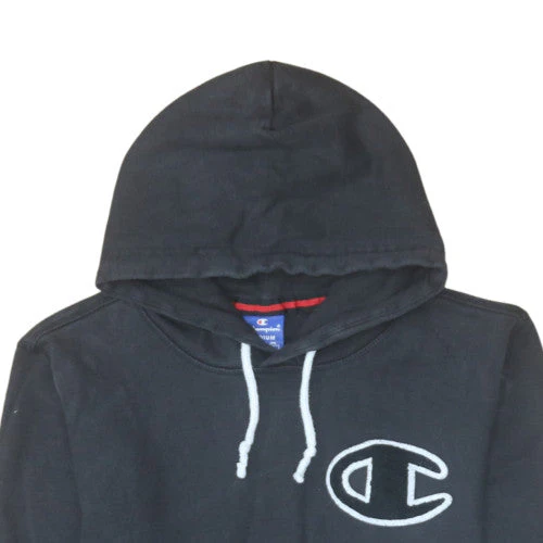Champion Men’s Black Pullover Hoodie Medium Logo Cotton - Image 8