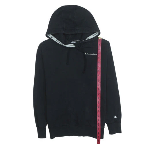 Champion Men’s Black Pullover Hoodie Small Fleece Logo Sweatshirt - Image 3