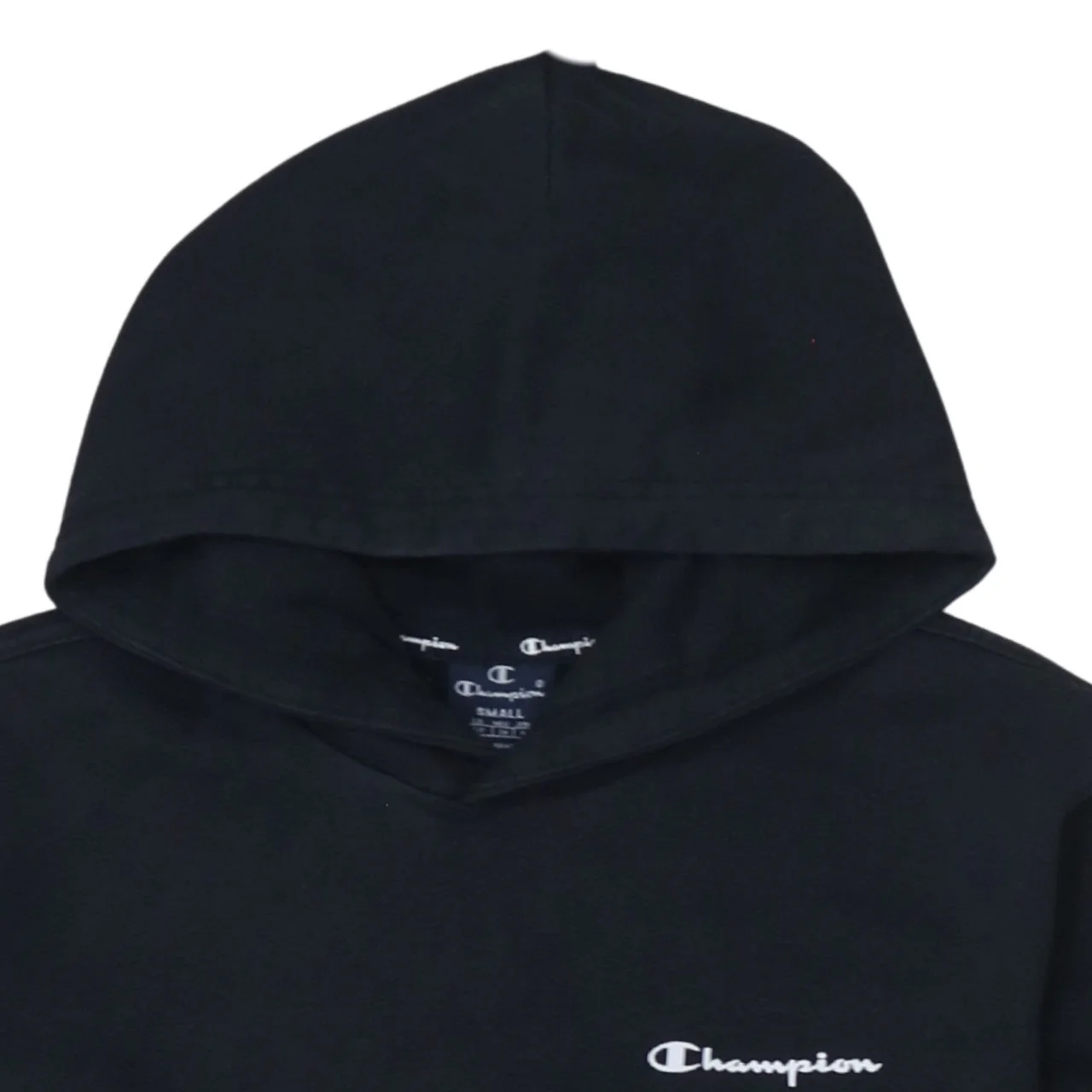 Champion Men’s Black Pullover Hoodie Small Logo Fleece Sweatshirt - Image 7