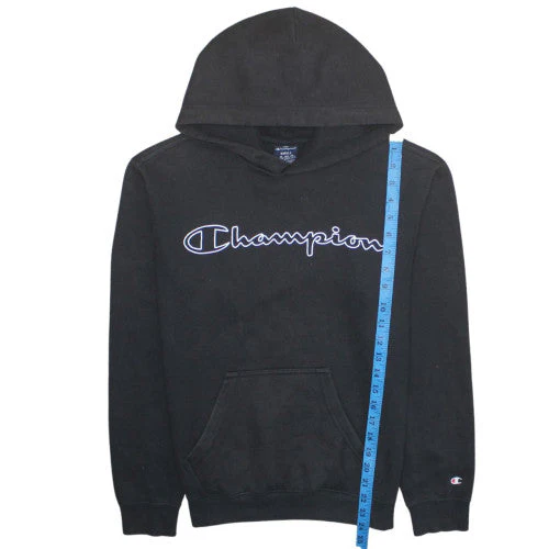 Champion Men’s Black Small Pullover Hoodie with Logo Front - Image 2