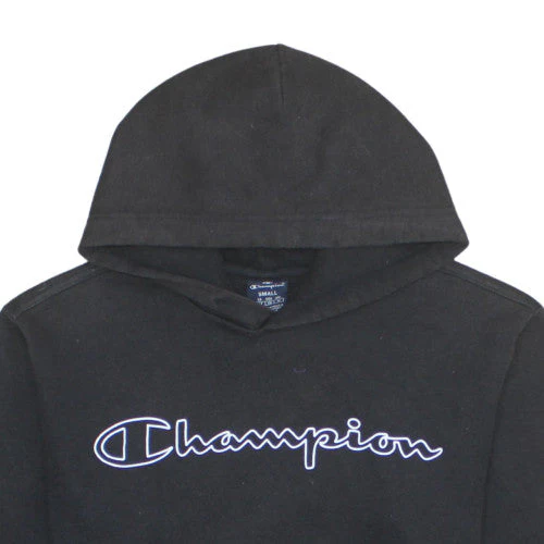 Champion Men’s Black Small Pullover Hoodie with Logo Front - Image 8