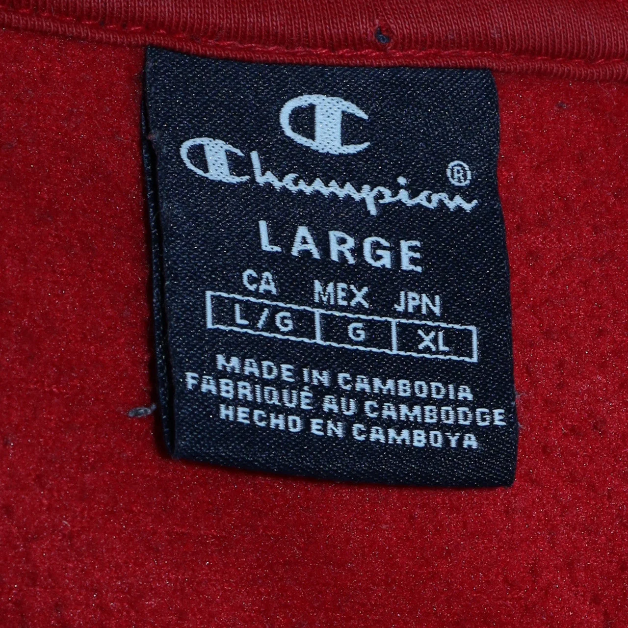 Champion Men’s Blue Red Fleece Pullover Sweatshirt Size L - Image 5