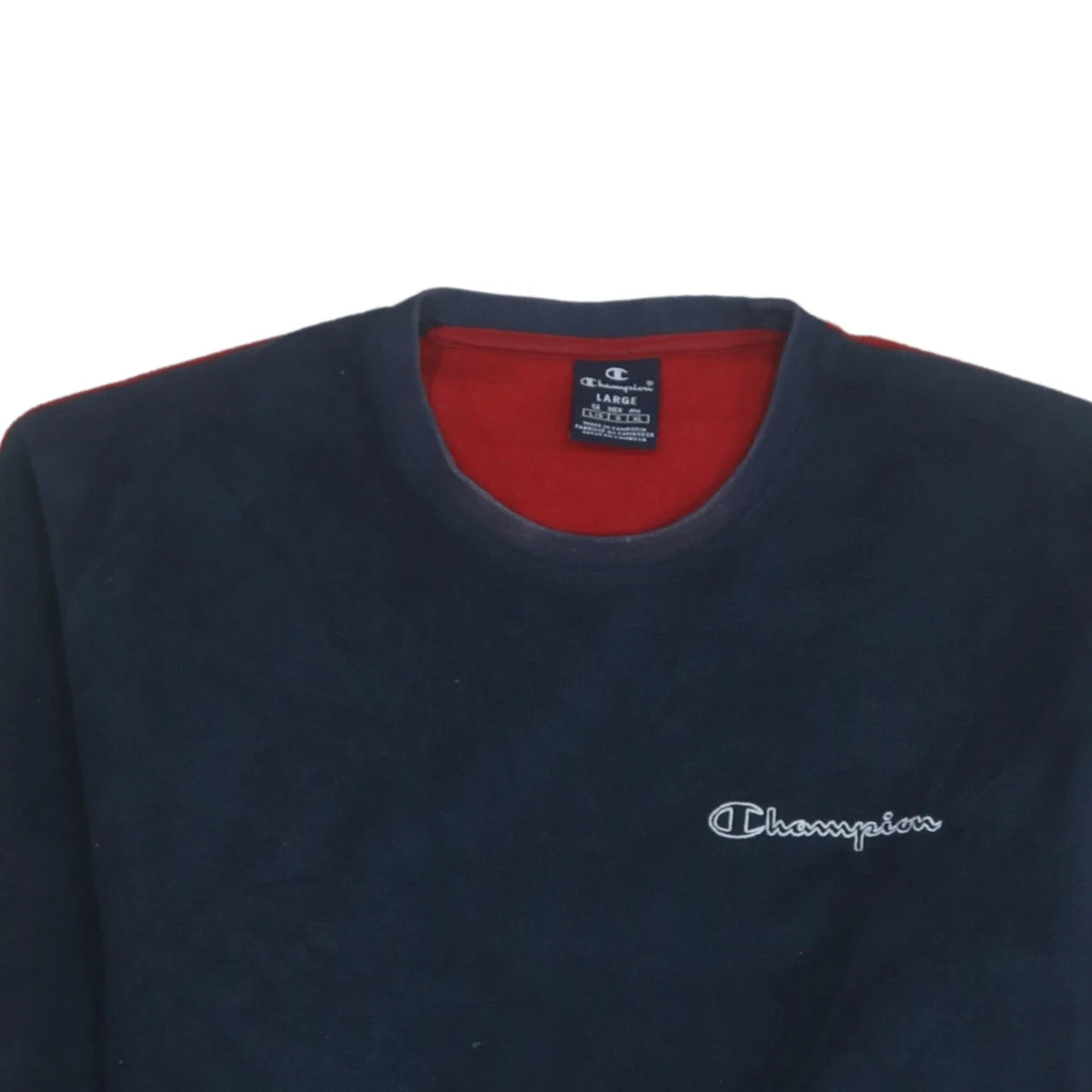 Champion Men’s Blue Red Fleece Pullover Sweatshirt Size L - Image 7