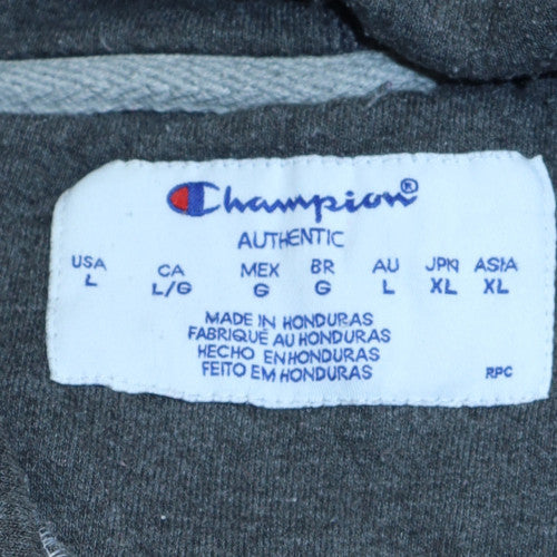 Champion Men’s Grey Pullover Hoodie Size L Fleece Logo Sportswear - Image 5