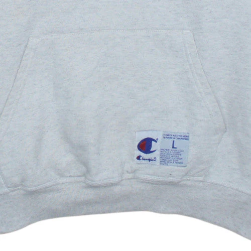 Champion Men’s Grey Pullover Hoodie Size L Fleece Logo Sportswear - Image 7