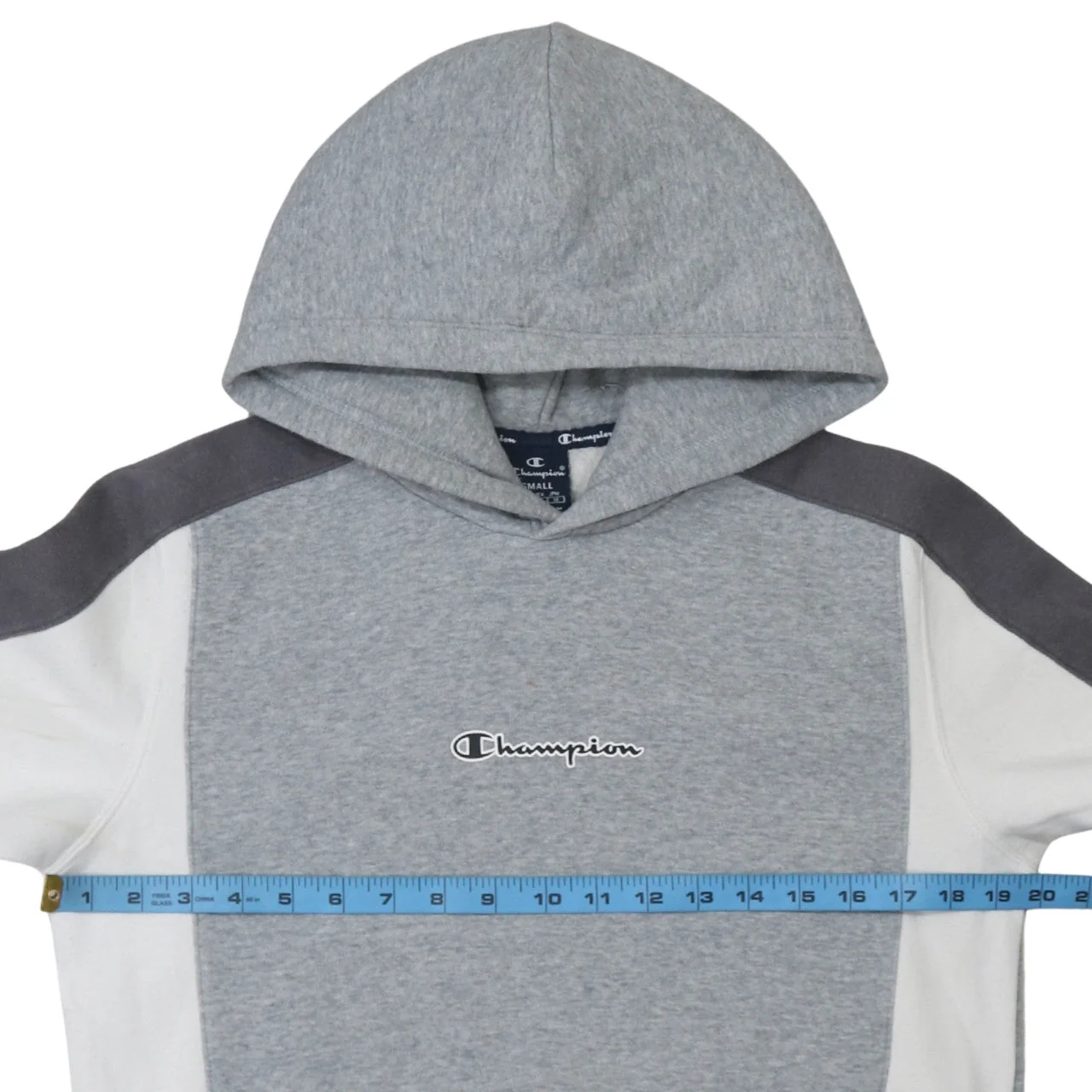 Champion Men’s Grey Small Pullover Hoodie with Logo Design - Image 2