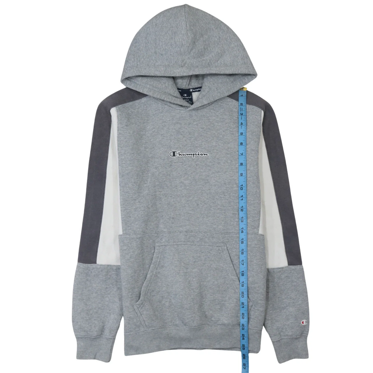 Champion Men’s Grey Small Pullover Hoodie with Logo Design - Image 3