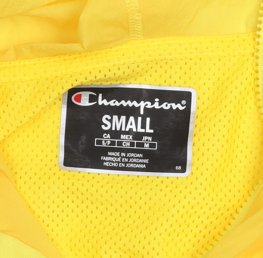 Champion Men’s Yellow Hooded Windbreaker Jacket Small - Image 4