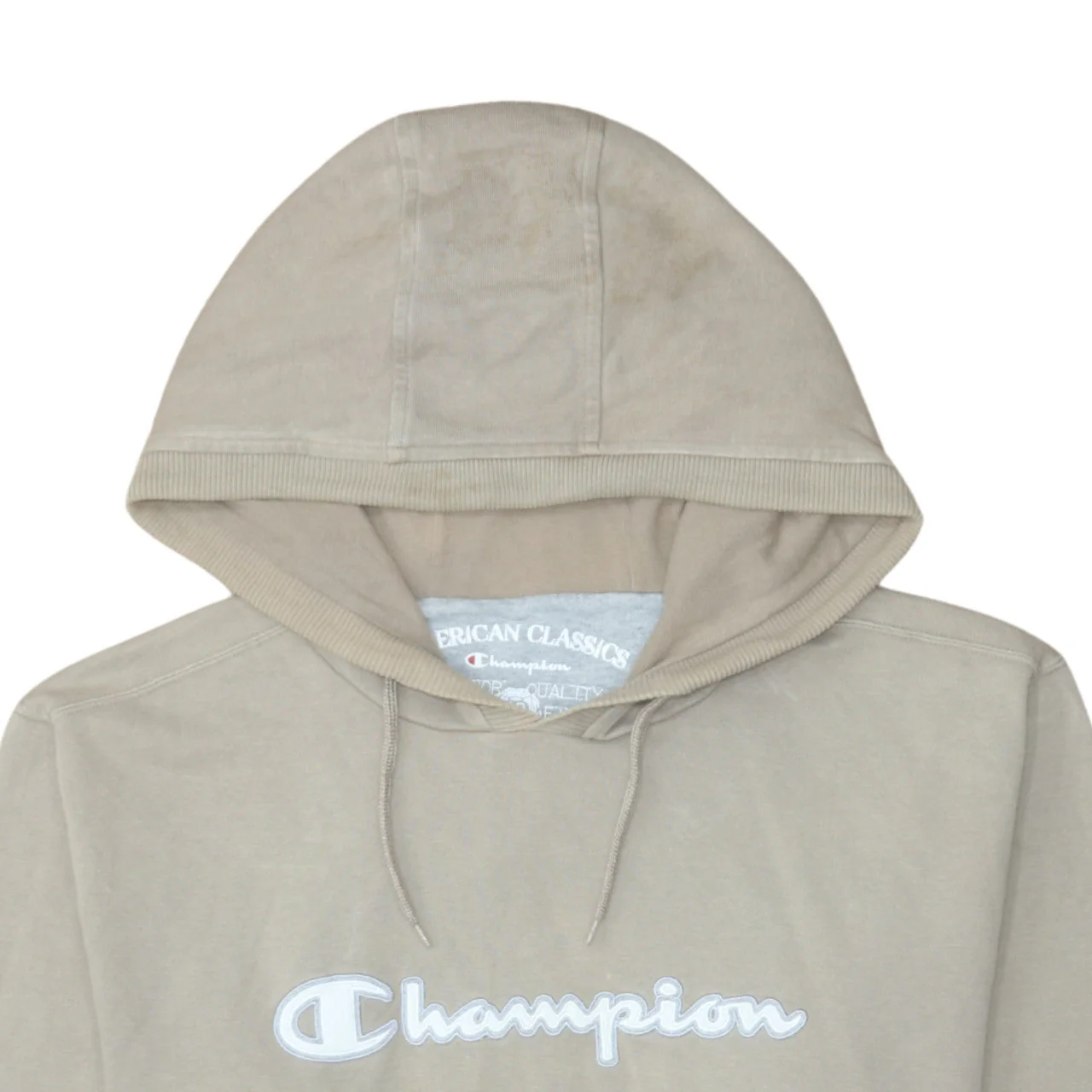 Champion Men's Beige XL Pullover Hoodie Embroidered Logo - Image 6