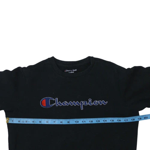 Champion Men's Black Embroidered Logo Crew Neck Sweatshirt L - Image 2