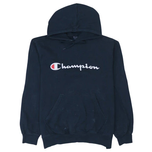 Champion Men's Black L Pullover Hoodie Logo Fleece Sweatshirt