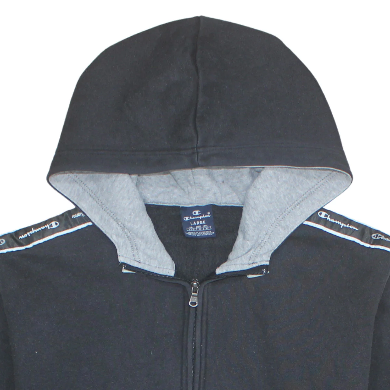 Champion Men's Black Large 1/2 Zip Hoodie with Logo Tape Detail - Image 7