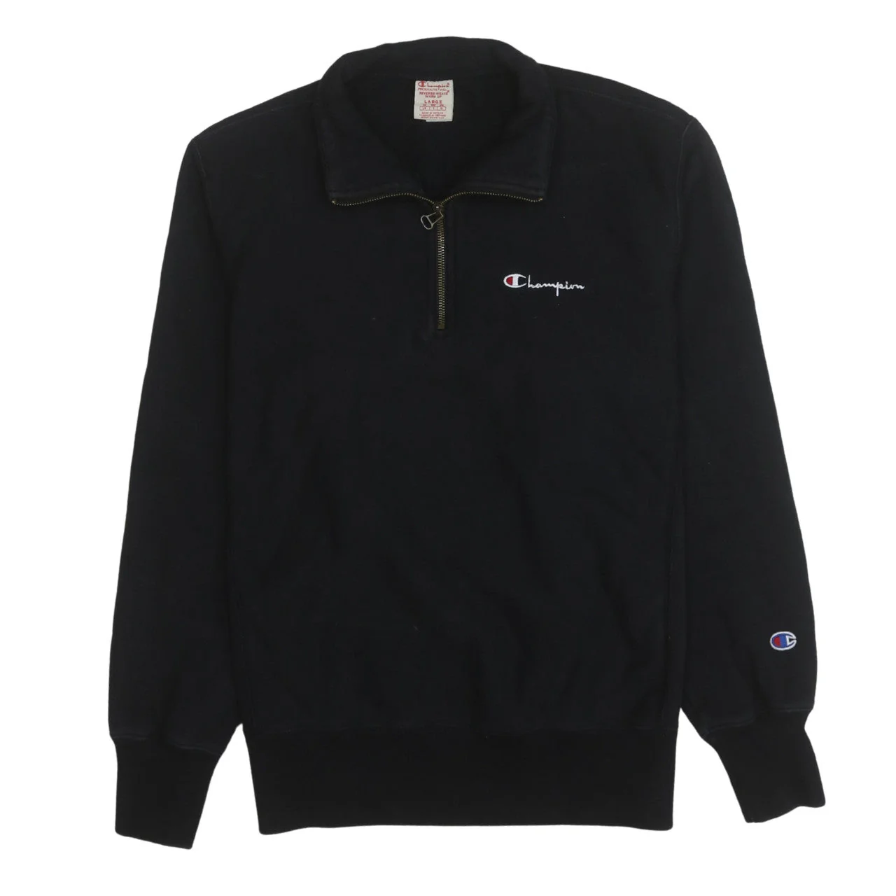 Champion Men's Black Large 1/4 Zip Reverse Weave Sweatshirt
