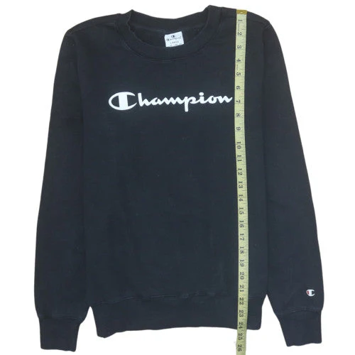 Champion Mens Black Large Pullover Sweatshirt Crew Neck Logo Cotton Blend - Image 3