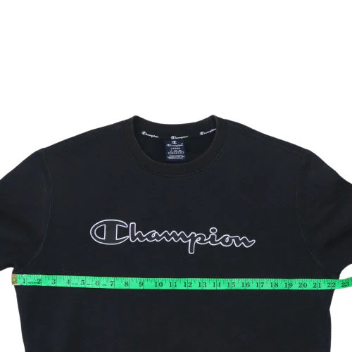 Champion Men's Black Logo Crew Neck Pullover Sweatshirt Size L - Image 3