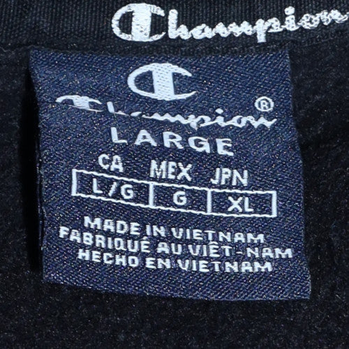 Champion Men's Black Logo Crew Neck Pullover Sweatshirt Size L - Image 6