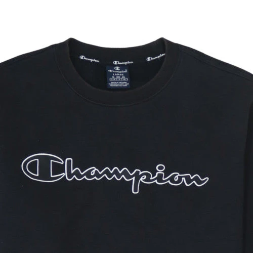 Champion Men's Black Logo Crew Neck Pullover Sweatshirt Size L - Image 7